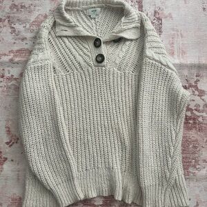 Aerie Cream Cowl Neck Sweater with Chunky Knit